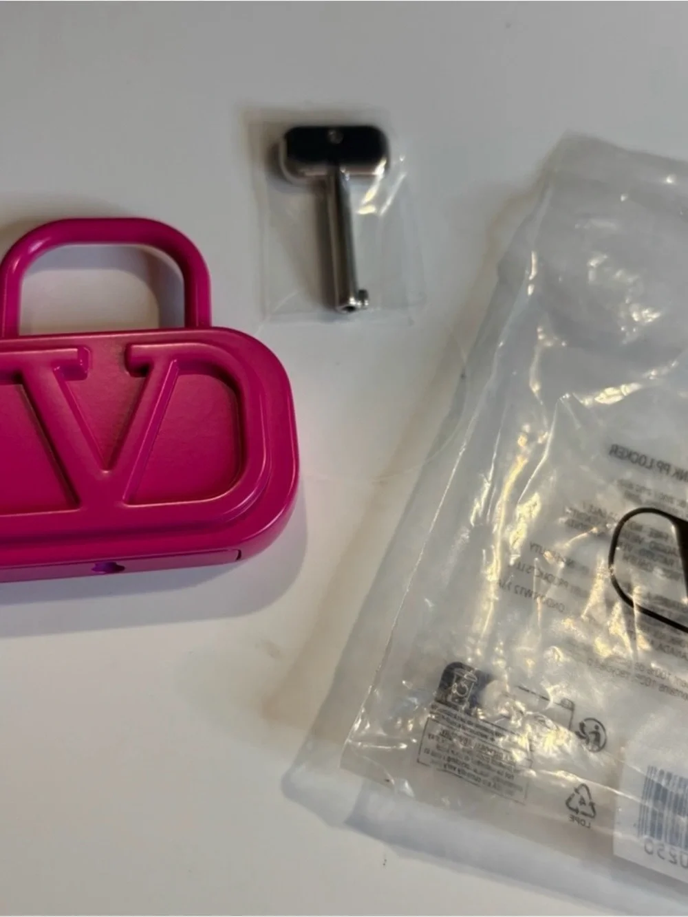 Valentino Hot Pink V Logo Padlock Charm GWP